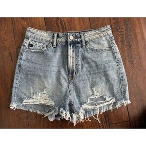 KanCan Women’s Denim High Waisted Destructed Jean‎ Shorts Size Small